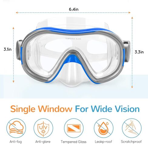نظارات واقية للأطفال مع غطاء للأنف، نظارات سباحة للشباب (6-14)، قناع غوص مضاد للضباب رؤية واضحة 180 درجة مع سدادات الأذن، حقيبة شبكية للتخزين، نظارات غوص in Kuwait