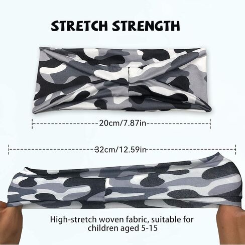 ChezMax 6 PCS Sweatbands for Kids, Soccer Headbands Boys Sports Kids Sweatbands, Breathable Sweat Wicking Headband, Baseball Youth, Black, White, Gray, Blue, Red And Camouflage,(FD01-Kids) in Saudi Arabia
