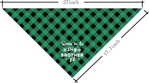 Soon to Be Big Brother Dog Bandana, Dog Bandana, Green Buffalo Plaid Pet Scarf, Pet Dog Scarf Accessories, Pet Dog Pregnancy Announcement Triangle Scarf, Dog Bandana for Small Medium Large Dogs (C43) in Saudi Arabia