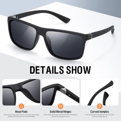 KWHZXGYY Sunglasses Men Polarized Sunglasses for Mens and Womens,Black Retro Sun Glasses Driving Fishing UV400 Protection in Saudi Arabia