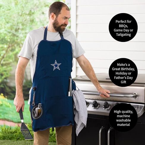 Team Sports America NFL Dallas Cowboys Ultimate Grilling Apron | Bottle Opener and Insulated Beverage Holder | Heavy Duty Durable Cotton Canvas 300 GSM | Machine Washable | Adjustable Straps in Kuwait