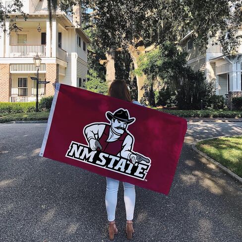 لافتات علم جامعة ولاية نيو مكسيكو الصحراوية Aggies NMSU NM 100% بوليستر للاستخدام الداخلي والخارجي 3×5 (النمط 1) in Saudi Arabia