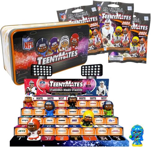 مجموعة 12 علبة تجميع من سلسلة TeenyMates Party Animal NFL 2023، 7 أشكال (تشمل Color Rush QB)، طول 2.54 سم، ألوان الفريق in Kuwait