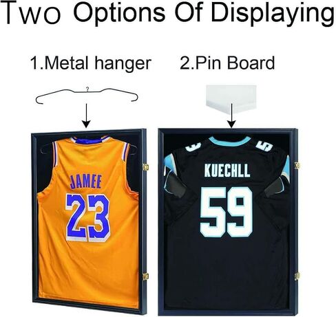 IHEIPYE Jersey Frame Display Case Jersey Shadow Box قابل للقفل مع 98٪ حماية من الأشعة فوق البنفسجية أكريليك وشماعة للبيسبول وكرة السلة وكرة القدم والهوكي 2XL قميص جيرسي رياضي وزي أسود in Saudi Arabia