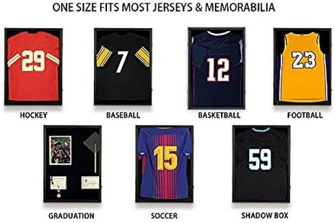 IHEIPYE Jersey Frame Display Case Jersey Shadow Box قابل للقفل مع 98٪ حماية من الأشعة فوق البنفسجية أكريليك وشماعة للبيسبول وكرة السلة وكرة القدم والهوكي 2XL قميص جيرسي رياضي وزي أسود in Saudi Arabia