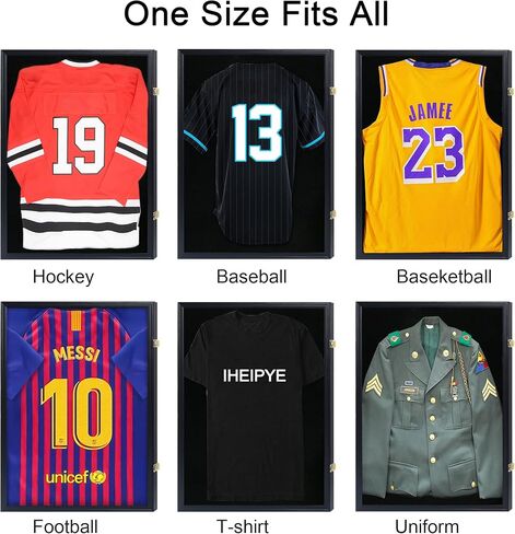 IHEIPYE Jersey Frame Display Case Jersey Shadow Box قابل للقفل مع 98٪ حماية من الأشعة فوق البنفسجية أكريليك وشماعة للبيسبول وكرة السلة وكرة القدم والهوكي 2XL قميص جيرسي رياضي وزي أسود in Saudi Arabia