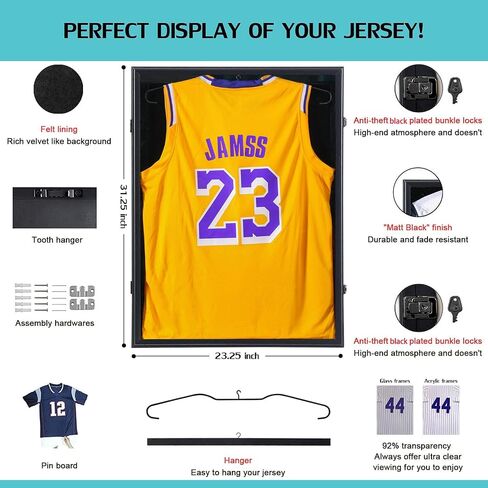 KCRasan Jersey Frame Display Case 2 Pack - Jersey Display Case - Large Lockable Frames Shadow Box with UV Protection for Baseball Basketball Football Soccer Hockey Sport Shirt Military Uniform, 2 Pack in Saudi Arabia