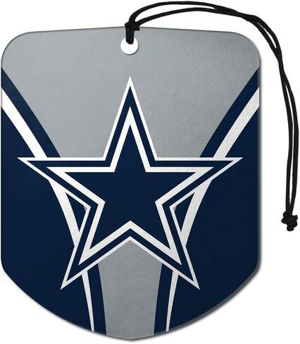 FANMATS 61568 NFL Dallas Cowboys معطر هواء معلق للسيارة، عبوتين، رائحة ثلج سوداء، مزيل للرائحة، تصميم درع مع شعار الفريق in Saudi Arabia