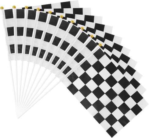 MIDELONG Checkered Black and White Racing Stick Flag, 8.4"x5.6" Racing Hand Held Stick Flag Race Car Flags for Racing Party Decorations, Race Car Party, Sport Events, Pack of 10 in Saudi Arabia