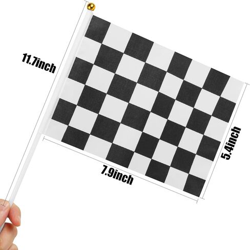 MIDELONG Checkered Black and White Racing Stick Flag, 8.4"x5.6" Racing Hand Held Stick Flag Race Car Flags for Racing Party Decorations, Race Car Party, Sport Events, Pack of 10 in Saudi Arabia