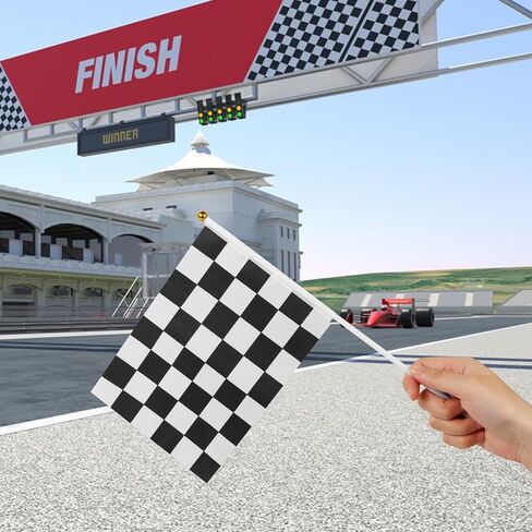 MIDELONG Checkered Black and White Racing Stick Flag, 8.4"x5.6" Racing Hand Held Stick Flag Race Car Flags for Racing Party Decorations, Race Car Party, Sport Events, Pack of 10 in Saudi Arabia