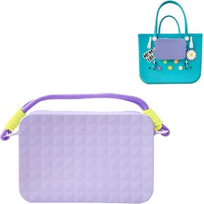 Phone Holder for Bogg Bag Accessories Silicone Cell Phone Bag with Key Holder Waterproof Zipper Bag Insert Wallet Case Attachment for Beach Tote Bag,for iPhone and Android Phones(Purple)