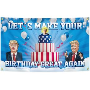 Funny Trump Happy Birthday Banner Cartoon Meme Tapesatries Office Man Cave Art Home College Dorm 3x5 Ft With 4 Brass Grommets in Saudi Arabia