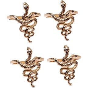 Napkin Rings Set of 4, Snake Cobra Napkin Ring Holder Animal Serviette Buckle Holders Holiday Daily Family Gathering Everyday Use Hotel Dining Table Centerpieces Decor