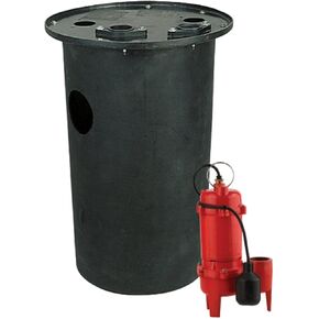 Red Lion RL-WCS50TA 115 Volt, 1/2 HP, 5600 GPH Automatic Sewage System with Cast Iron Pump and 18-inch x 30-inch Basin, Red/Black, 14942749