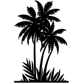 Benziso Metal Palm Tree Wall Art Tropical Plants Wall Decor Beach Theme Wall Sculptures Coastal Wall Hanging for Bathroom Living Room Indoor Outdoor（Black 11.2in x 17in）