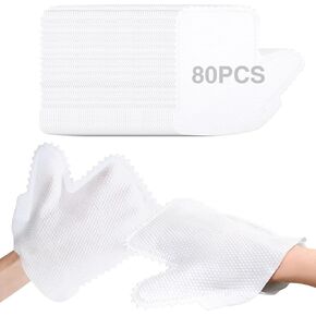 80PCS White Microfiber Dusting Gloves, Fish Scale Cleaning Duster Glove, Reusable Dry Wet Cleaning Gloves for Clean Window Slots Glass Kitchen Utensils Floors Desks