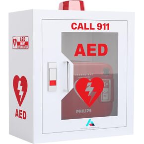 AED Cabinet Wall Mount – Stainless Steel AED Box with Snaplock – Door Activated Emergency Light – Full AED Wall Cabinet Kit Includes Wall Sign, Inspection Cards and Security Seals