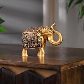 Royal Elephant Statue | Set of 2 Elephant Figurine | Elephant Family Statue Showpiece Figurines Feng Shui Vastu Lucky Decor | Room Decorative Items for Home Decor Office Desk Gift for Women