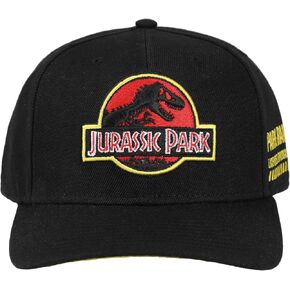 Jurassic Park Washed Canvas Trucker Hat with Embroidery Patch and Underbill Print Snapback hat Black