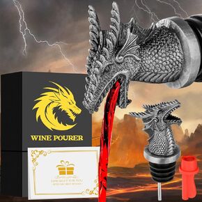 Dragon Head 2-In-1 Wine Bottle Pourer and Stopper, Dragon Gifts for Men Women Dragon Fans, Liquor Bottle Pourers Spout for Alcohol Spirits, Wine Accessories Gifts, Bronze