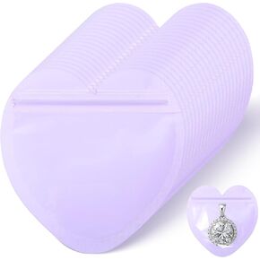100pcs Heart Shaped Bag Jewelry Gift Small Bag Clear Mylar Baggies Cute Mini Packaging Supplies for Earring, Jewelry, Small Trinkets, Small Accessories(Pink)