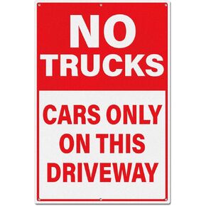 No Trucks Cars Only On This Driveway Warning Road Sign 12×18 Inches Pre-Drilled Holes Waterproof Placard Large Aluminum Metal Reflective Notice for Parking Lot Street