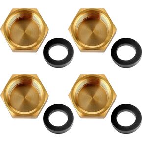 1/2" Brass Pipe Plug Hex Hose End Caps Brass Pipe Fitting with Rubber Gasket Outdoor Garden Faucet Plug Plumbing Fitting Hose Replacement Ends for Sprinkler Head Garden Hose