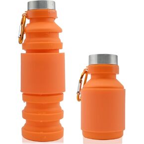Collapsible Water Bottles Cups - 550ml Reusable BPA Free Silicone Foldable Travel Water Bottle Cup Sports & Fitness Essential for Running,Travel, and Gym Camping Hiking,School,Lightweight