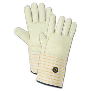 MAGID T6572G9 DuraMaster Lined Standard Cow Grain Full Leather, 9", White (144 Pair)