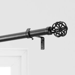 HPD Half Price Drapes HDW-LTF3700-P Modern Orb Extendable Metal Rod Set, 52" - 144", Matte Black