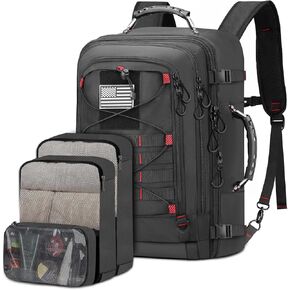 Vancropak Travel Backpack for Men, Extra Large 17.3 inch Laptop Backpacks, Flight Approved Durable Carry on Suitcase for Airplanes with 3 Packing Cubes, Expandable 50L Luggage Daypack Duffel Bag