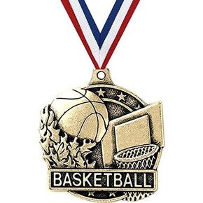 Basketball Medals, 2" Gold Kids Basketball Medal Award with Free Custom Engraving Prime
