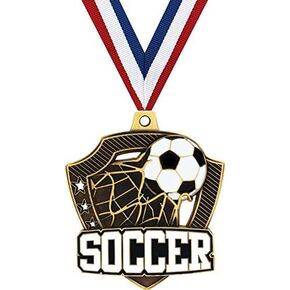Crown Awards Custom Soccer Medals, 2 1/4" Shieldz Soccer Award Medals with Free Engraving Prime