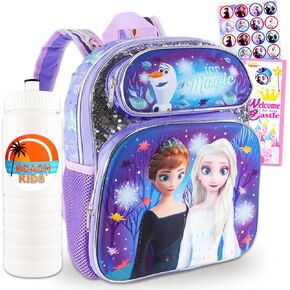 Disney Frozen Mini Backpack for Girls 3-5 - Frozen Backpack Small Bundle Includes 12" Frozen Backpack Mini Plus Water Bottle, Stickers, Door Hanger, More | Frozen Backpack Toddler