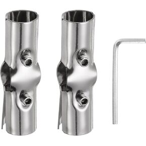 uxcell 4Pcs 180 Degree Structural Pipe Connectors 3 Way End Rails Clamp with Wrench Stainless Steel Corner Pipe Fittings for DIY Shelf Garden Support 1" Fit Pipe Dia, Silvery