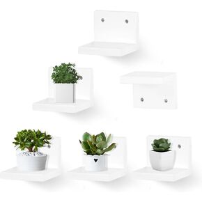 Small Floating Shelf for Wall Set of 6,Mini Shelves for Display Small Figurine,Plant,Collectibles,Small Wall Shelves for Bedroom Living Room Bathroom Kitchen Decor（White）