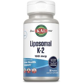 KAL Liposomal Vitamin K2 Supplement with MK7 100 mcg, High Absorption, Liposomal Technology, Advanced Bone Support, Vegan Capsules, Gluten Free, Made Without Soy, 30 Servings