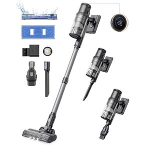 Proscenic Cordless Vacuum Cleaner, Wet Dry Vacuum and Mop Combo All in one, 45Kpa Suction Lightweight Stick Vacuum with LED Display, 50Mins Runtime Rechargeable Vacuum for Pet Hair, P11 Pro Mopping