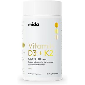 Vitamin D3 5,000 IU (125 mcg) + K2 MK-7 (180 mcg) | 60 Servings