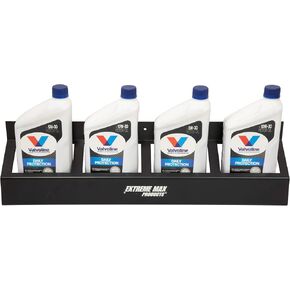 Extreme Max 5001.6484 Wall-Mount Aluminum 4-Quart Oil Jug Rack Holder for Race Trailer, Garage, Shop, Enclosed Trailer, Toy Hauler - Black