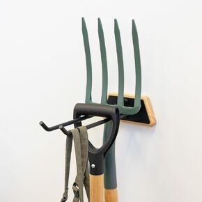 StoreYourBoard BLAT Tool Wood Yard Tool Organizer, Solid Steel Holds 125 lbs, Garage Wall Mount Hooks for Shovels Rakes Brooms Garden Hoses, Large