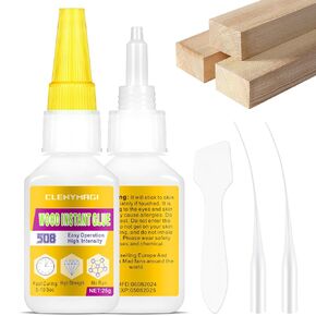 Wood Glue, 2 Pack Tacky Glue, High Strength Fast Drying Clear Wood Glue, Wood Glue for Woodworking, Suitable for Furniture, Garden, Wood Crafts, DIY, Metal to Wood，Wood to Wood