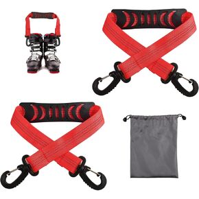 2pcs Ski Boot Carrier Straps with Storage Bag, Portable Ski Carrier Straps Backpack Straps Ski Shoulder Sling Ski Bag Shoulder Strap Skate Leash Roller Skate Leash Ski Accessories
