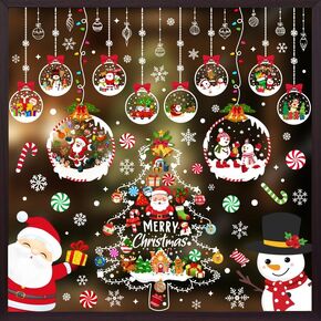 6 Sheet Christmas Window Clings Double Side Christmas Window Stickers Christmas Window Decals for Glass Window Christmas Window Decorations for Christmas Indoor Outdoor Decorations