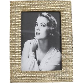 Resin Vintage Gold Picture Frames 6X8 for Wall or Tabletop Display Vertically or Horizontally, Hexagonal Cylinder Beaded Pattern, Glass Front