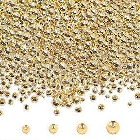 250pcs 14K Gold Filled Spacer Beads，Round Bracelet Beads,Seamless Smooth Metal Brass Beads，Lasting Round Spacer Beads for DIY Necklace Bracelet Jewelry Making (3mm)