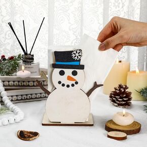 Christmas Napkin Holder for Table Gnome Snowman Christmas Decorations Wooden Napkin Holders for Paper Napkins Wood Napkin Dispenser for Kitchen Dining Room Farmhouse Decoration (Gnome)