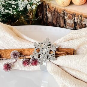 Kate Aspen Sparkling Silver Snowflake Christmas Napkin Rings (Set of 4), Christmas Table Decorations, Napkin Holders