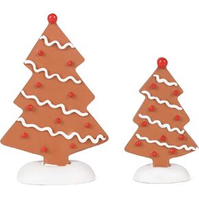 Department 56 Village Collection Accessories Gingerbread Trees Figurine Set, Various Sizes, Multicolor